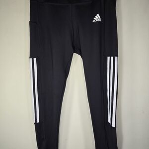 Adidas Kids Black Leggings with White Stripes
